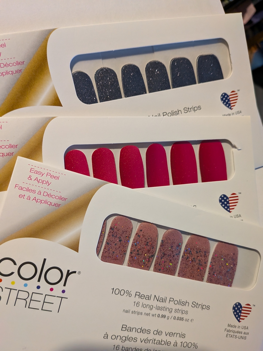 Color Street Glitter Nail Strips Trio Manicure DIY Sparkles Set Of 3 Brand New